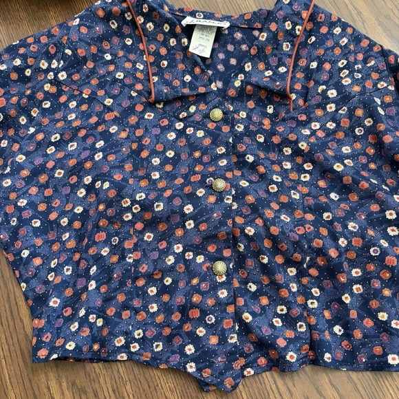 Banjo Tops - Vintage Banjo Dallas Texas Floral Ditsy Cropped Jacket Prairie Western Size Smal